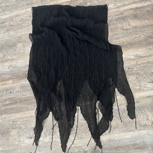 Black Women's Scarf - Lightweight Textured Fringe NWOT